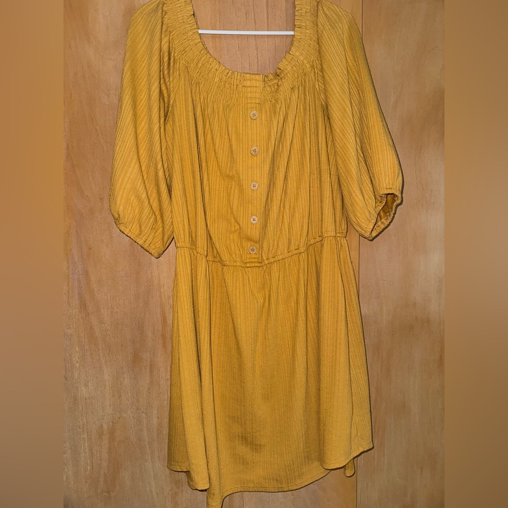 Mustard Yellow ribbed Women's Dress